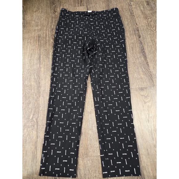 Krazy Larry Pants - Krazy Larry Pull-On Ankle Pants - Black Golf Tee Club Print Elastic Waist 12